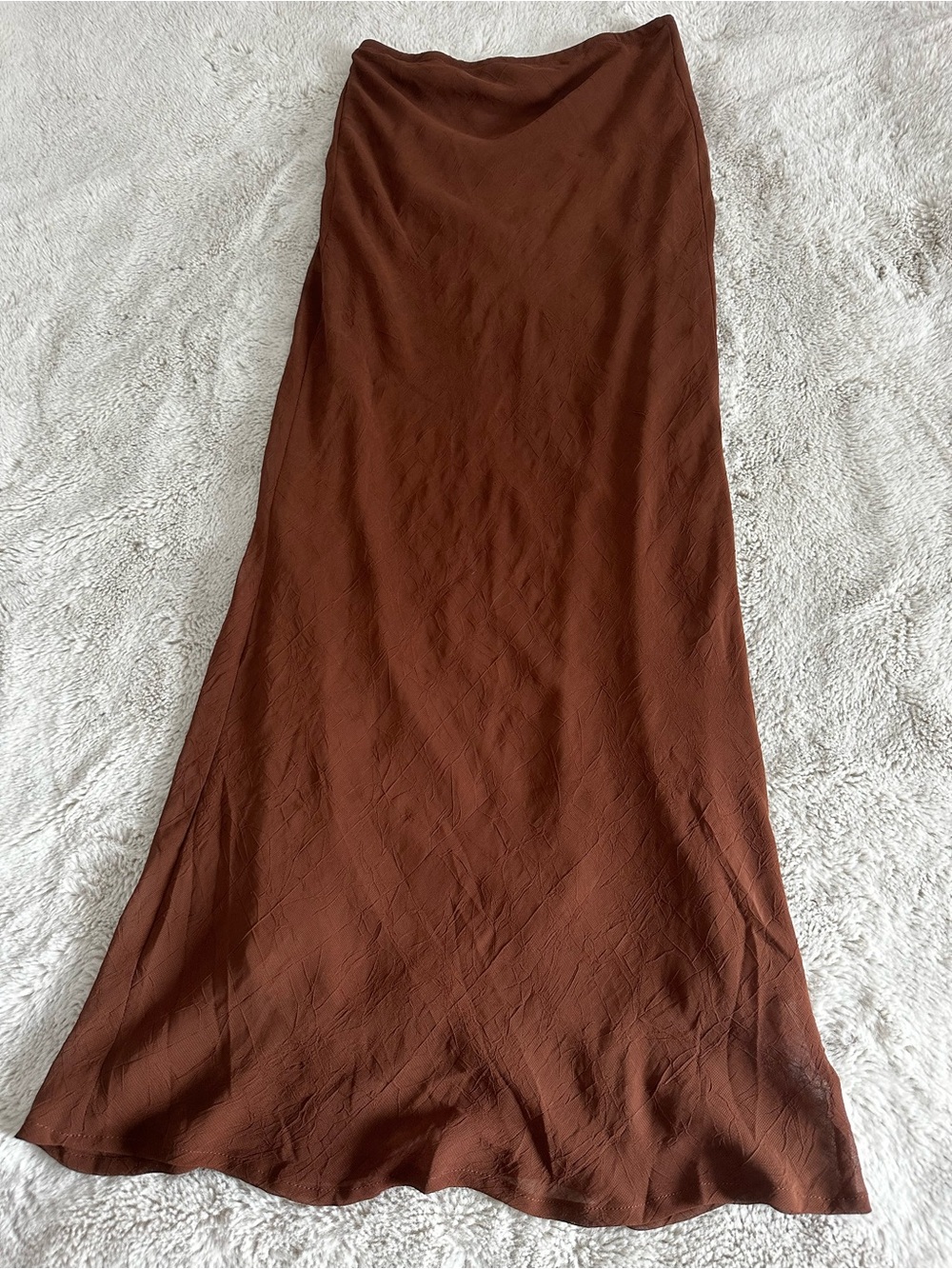 Forever 21 Rust Brown Maxi Satin Skirt
